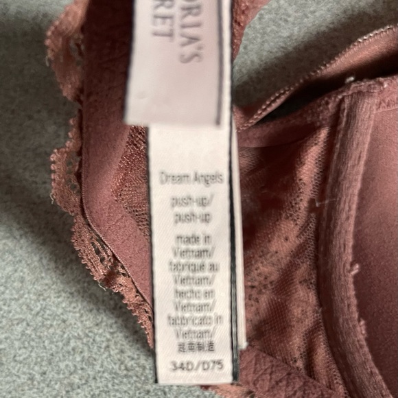 Victoria’s Secret Dream Angels Dark Dusty Rose Push Up Bra Size 34D - Picture 8 of 12